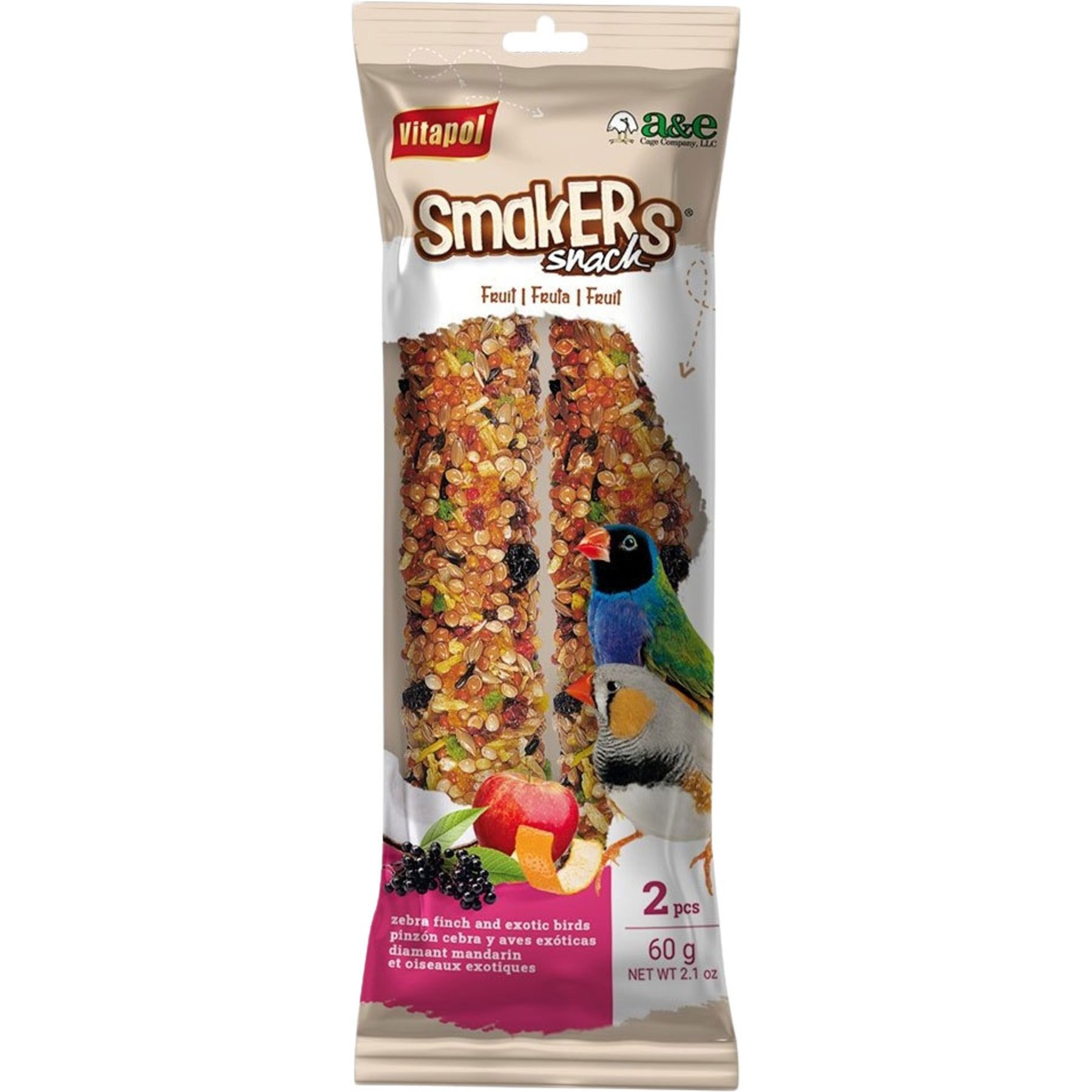 Vitapol by A&E Cage Company Zebra Finch Smakers Sticks Twin Pack Bird Treats