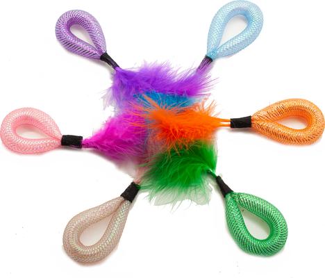 Show full view: Fashion's Talk 12 Piece Rattle Fun Mesh Tubes & Bell Feather Cat Toys slide 4 of 6