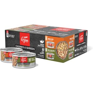 ORIJEN Original Chunks & Shreds Variety Pack Duck & Liver Wet Cat Food, 3-oz can, case of 12