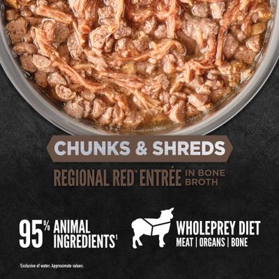 Show full view: ORIJEN Regional Red Entree Chunks & Shreds Wet Cat Food, 5.5-oz can, case of 6 slide 6 of 10