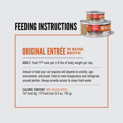 Show full view: ORIJEN Original Entree Chunks & Shreds Wet Cat Food, 5.5-oz can, case of 6 slide 8 of 10