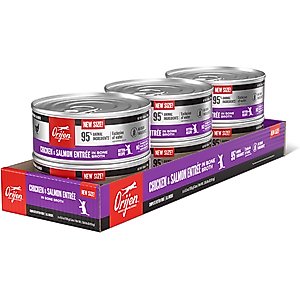 ORIJEN Premium Chicken & Salmon Entree in Bone Broth Pate Wet Kitten Cat Food, 5.5-oz can, case of 6