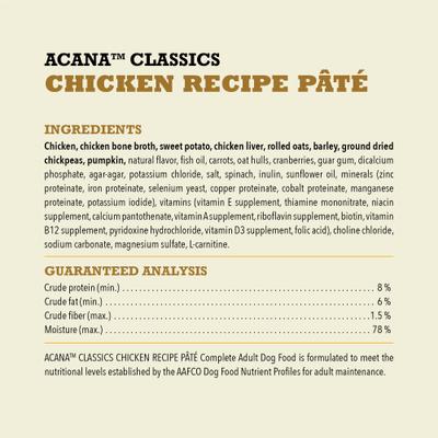 Show full view: ACANA Classics Chicken Pate Wet Dog Food, 12.5-oz can, case of 12 slide 7 of 12