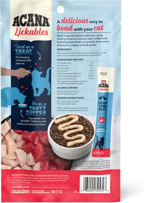 Show full view: ACANA Chicken & Tuna Lickables Cat Treats, 2.5-oz pouch, 5 count slide 3 of 11