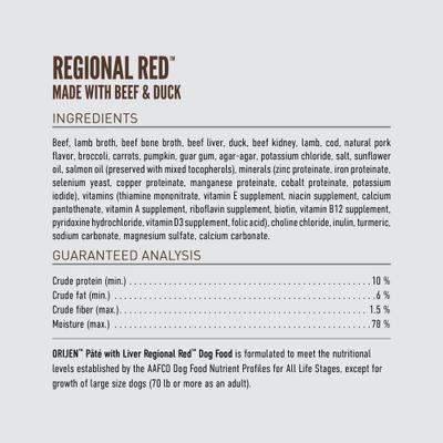 Show full view: ORIJEN Regional Red Pate with Liver Wet Dog Food, 12.8-oz, case of 12 slide 6 of 10