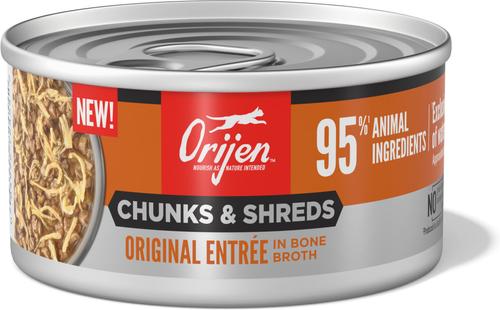 Show full view: ORIJEN Original Entree Chunks & Shreds Wet Cat Food, 3-oz can, case of 12 slide 3 of 10