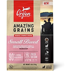 ORIJEN Amazing Grains High-Protein Small Breed Dry Dog Food, 4-lb bag