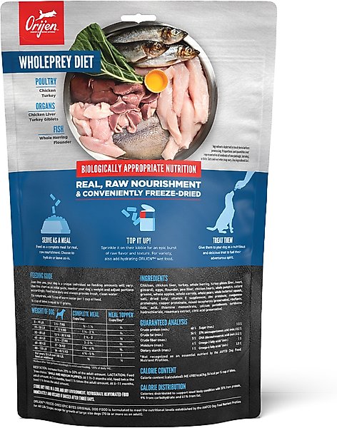 Show full view: ORIJEN Original Epic Bites Freeze-Dried Dry Dog Food, 6-oz bag slide 3 of 17