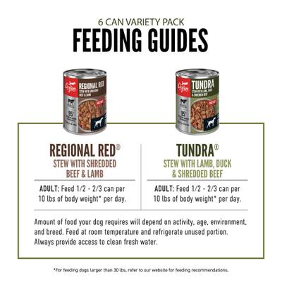 Show full view: ORIJEN Premium Variety Pack Regional Red with Tundra Wet Dog Food, 12.8-oz can, case of 6 slide 6 of 10
