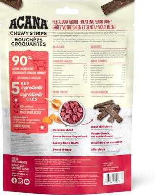 Show full view: ACANA Chewy Beef with Hip & Joint Support Strips Dog Treats, 4-oz bag slide 3 of 11