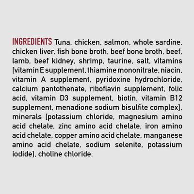 Show full view: ORIJEN Premium Tuna Salmon & Beef Entree in Bone Broth Pate Wet Cat Food, 3-oz can, case of 24 slide 7 of 11