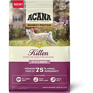 ACANA Highest Protein Kitten Dry Cat Food, 4-lb bag