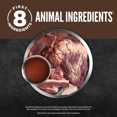 Show full view: ORIJEN Real Meat Shreds Regional Red Stew Wet Dog Food, 12.8-oz can, case of 12 slide 7 of 13