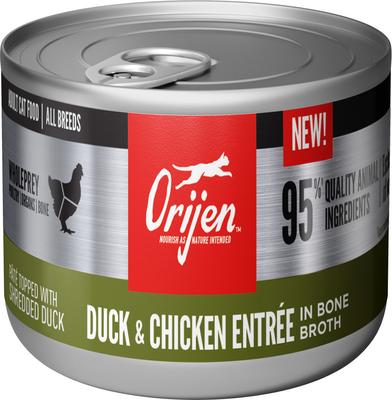 Show full view: ORIJEN Premium Duck & Chicken Entree in Bone Broth Pate Wet Cat Food, 3-oz can, case of 24 slide 3 of 11