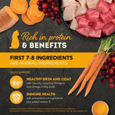 Show full view: ACANA Salmon & Chicken + Chicken & Tuna Variety Pack Chunks in Broth Wet Cat Food, 3-oz can, case of 12 slide 3 of 11