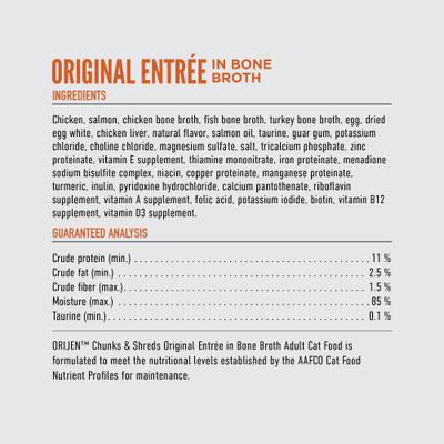 Show full view: ORIJEN Original Entree Chunks & Shreds Wet Cat Food, 5.5-oz can, case of 6 slide 7 of 10