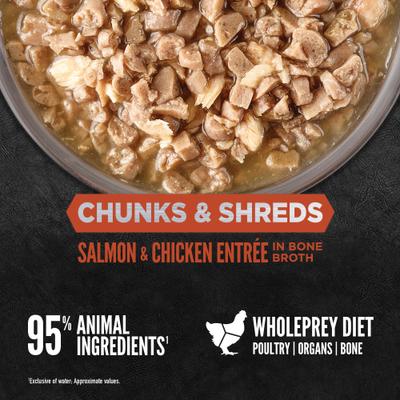 Show full view: ORIJEN Salmon & Chicken Entree Chunks & Shreds Wet Cat Food, 5.5-oz can, case of 6 slide 6 of 10
