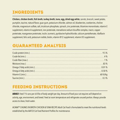 Show full view: ACANA Chicken & Tuna Chunks in Broth Wet Cat Food, 5.5-oz can, case of 6 slide 6 of 11
