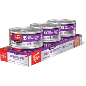 ORIJEN Chunks & Shreds Kitten Chicken & Tuna Entree Wet Cat Food, 5.5-oz can, case of 6
