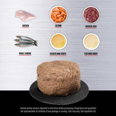 Show full view: ORIJEN Premium Chicken & Salmon Entree in Bone Broth Pate Wet Kitten Cat Food, 3-oz can, case of 24 slide 4 of 12