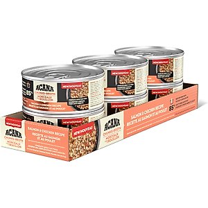 ACANA Salmon & Chicken Chunks in Broth Wet Cat Food, 5.5-oz can, case of 6