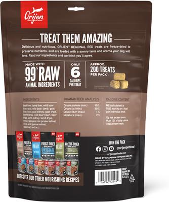 Show full view: ORIJEN Regional Red Grain-Free High-Protein Freeze-Dried Dog Treats, 8-oz bag slide 3 of 10