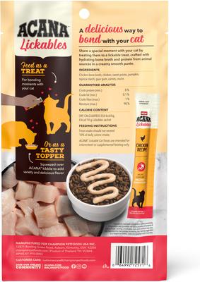 Show full view: ACANA Chicken Lickables Cat Treats, 2.5-oz pouch, 5 count slide 3 of 11