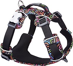 Red Dingo Sport Squiggles Design Reflective Dog Harness, Black, Medium: 18.5 to 25.2-in chest