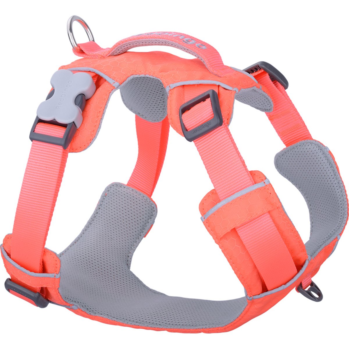 Red Dingo Sport Reflective Dog Harness, Hi-Vis Peach, Medium: 18.5 to 25.2-in chest