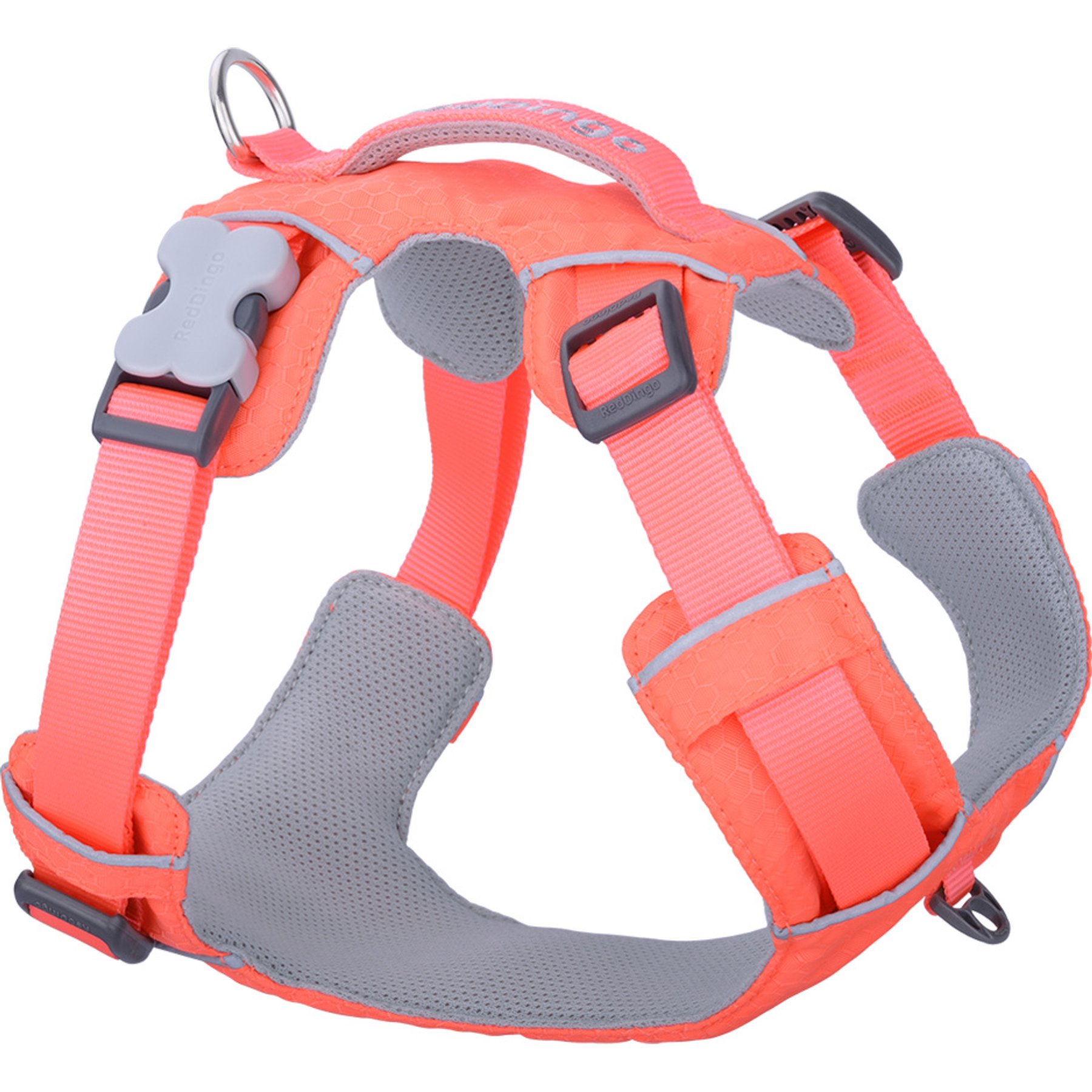 Red Dingo Sport Reflective Dog Harness, Hi-Vis Peach, X-Large: 29.5 to 44.1-in chest