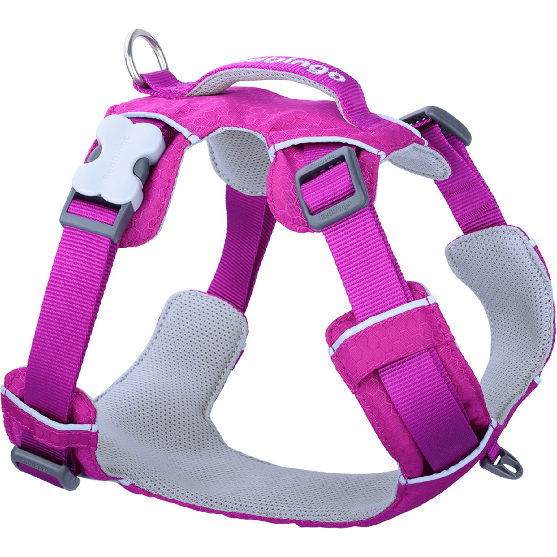 Red Dingo Sport Reflective Dog Harness, Fuchsia, Large: 22.8 to 31.9-in chest