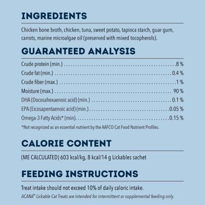 Show full view: ACANA Chicken & Tuna Lickables Cat Treats, 2.5-oz pouch, 5 count slide 8 of 11