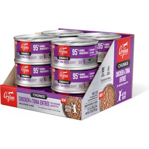 ORIJEN Chunks & Shreds Kitten Chicken & Tuna Entree Wet Cat Food, 3-oz can, case of 12