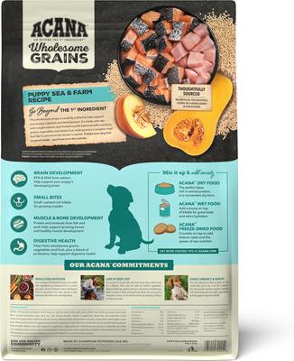 Show full view: ACANA Wholesome Grains Puppy Sea & Farm Dry Dog Food, 4-lb bag slide 3 of 11