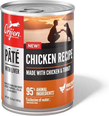 Show full view: ORIJEN Pate Chicken with Liver Wet Dog Food, 12.8-oz, case of 12 slide 3 of 10