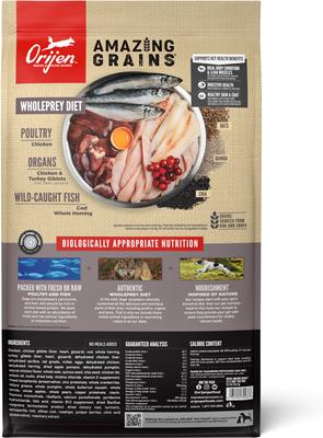 Show full view: ORIJEN Amazing Grains Fit & Trim High-Protein Dry Dog Food, 22.5-lb bag slide 3 of 12