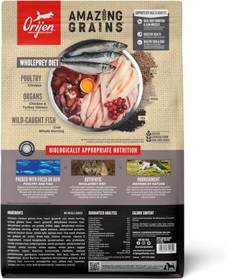 Show full view: ORIJEN Amazing Grains Fit & Trim High-Protein Dry Dog Food, 4-lb bag slide 3 of 12