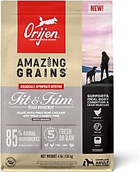 ORIJEN Amazing Grains Fit & Trim High-Protein Dry Dog Food, 4-lb bag