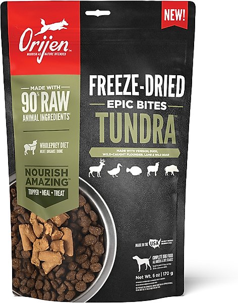Show full view: ORIJEN Tundra Epic Bites Freeze-Dried Dry Dog Food, 6-oz bag slide 1 of 18