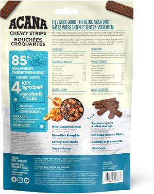Show full view: ACANA Chewy Salmon with Skin, Coat, & Digestive Support Strips Dog Treats, 4-oz bag slide 3 of 11