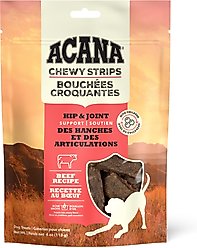ACANA Chewy Beef with Hip & Joint Support Strips Dog Treats, 4-oz bag