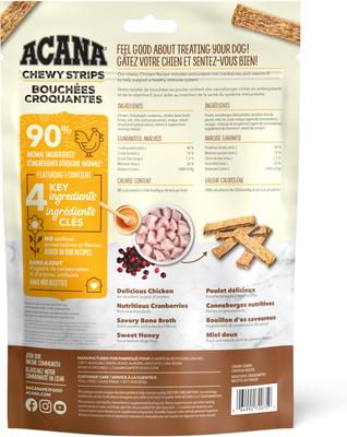 Show full view: ACANA Chewy Chicken with Immune System Support Strips Dog Treats, 4-oz bag slide 3 of 11