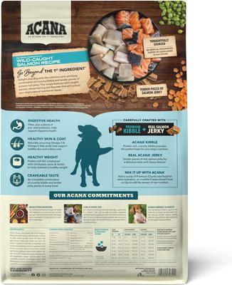 Show full view: ACANA Butcher's Favorites Grain-Free Wild-Caught Salmon Dry Dog Food, 4-lb bag slide 3 of 12
