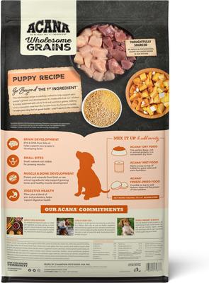 Show full view: ACANA Wholesome Grains Puppy Real Chicken Eggs &Turkey Dry Dog Food, 22.5-lb bag slide 3 of 13