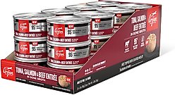 ORIJEN Premium Tuna Salmon & Beef Entree in Bone Broth Pate Wet Cat Food, 3-oz can, case of 24
