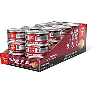 ORIJEN Premium Tuna Salmon & Beef Entree in Bone Broth Pate Wet Cat Food, 3-oz can, case of 24