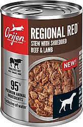 ORIJEN Real Meat Shreds Regional Red Stew Wet Dog Food, 12.8-oz can, case of 12 slide 2 of 9