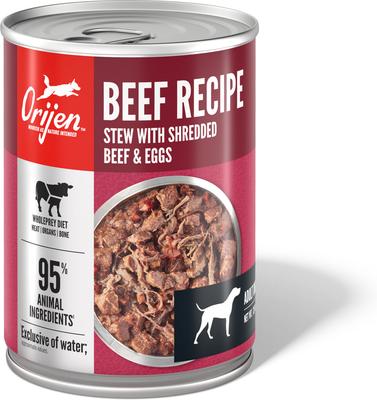 Show full view: ORIJEN Real Meat Shreds Beef Stew Wet Dog Food Recipe, 12.8-oz can, case of 12 slide 3 of 13