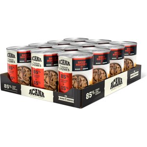 ACANA Premium Chunks Beef in Bone Broth Grain-Free Wet Dog Food, 12.8-oz can, case of 12