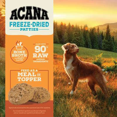 Show full view: ACANA Free-Run Turkey Patties Grain-Free High-Protein Freeze-Dried Dog Food & Topper, 14-oz bag slide 5 of 11